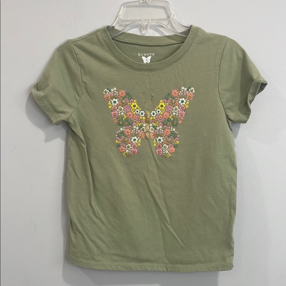 btween Kids Green Butterfly T-Shirt